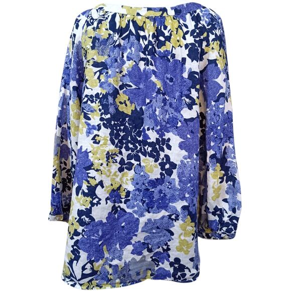CHARTER CLUB 100% Linen Floral Tunic Top Blouse 14‎ XL Watercolors Flowy Comfort - Picture 3 of 8